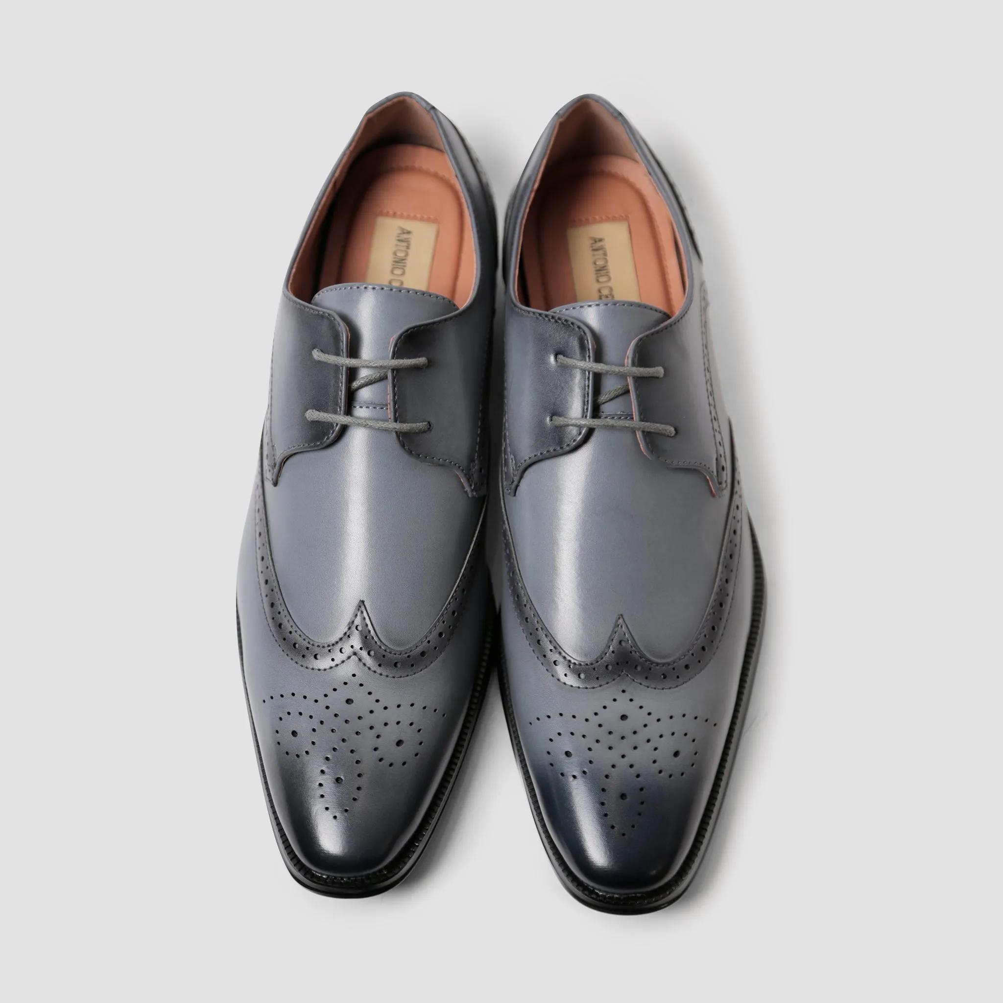 Grey Brogue Oxford Shoes