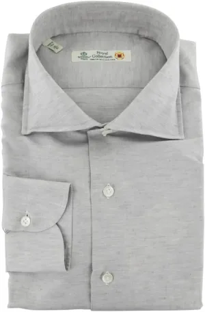 Grey Patterned Button Down Spread Collar Cotton Blend Slim Fit Dress Shirt, Size Medium 15.5