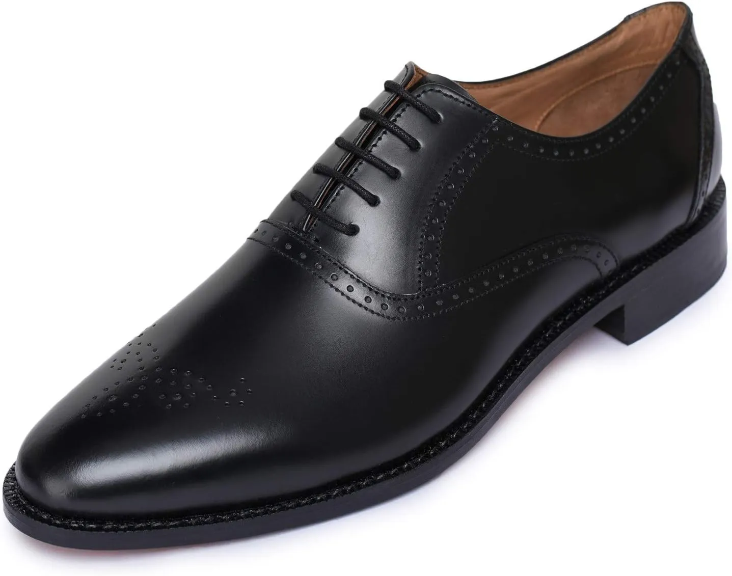 Handmade Brogue Oxford Goodyear Welted Genuine Leather Lace up Dress Shoes