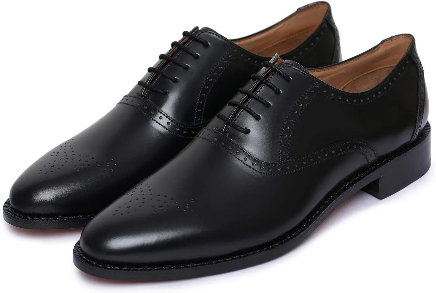 Handmade Brogue Oxford Goodyear Welted Genuine Leather Lace up Dress Shoes