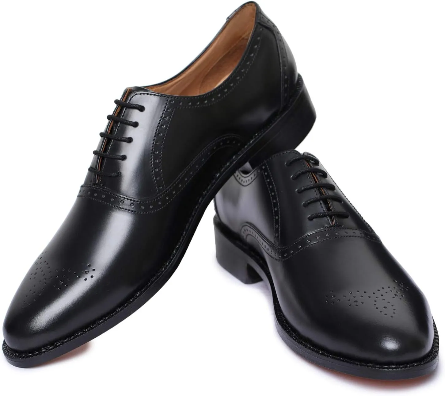 Handmade Brogue Oxford Goodyear Welted Genuine Leather Lace up Dress Shoes