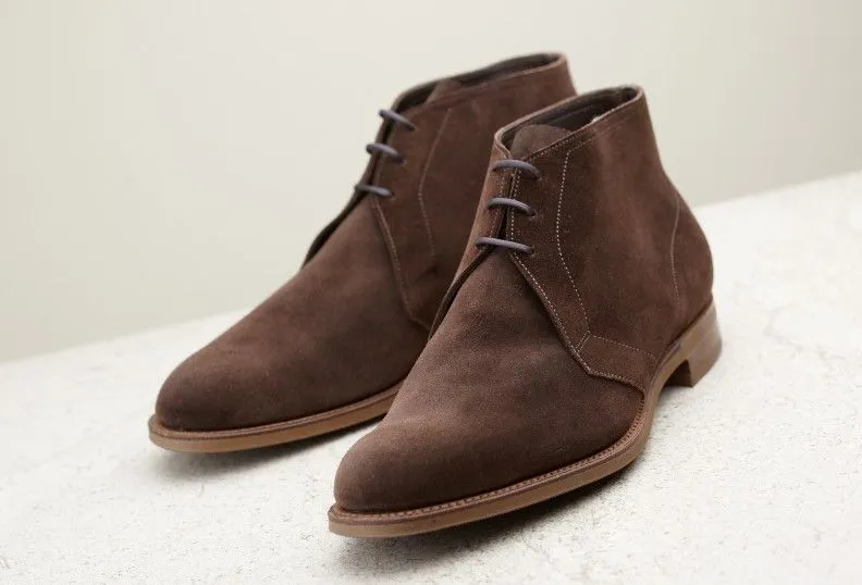 Handmade Brown Suede Chukka Boots for Men
