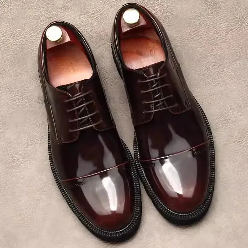 Handmade Genuine Leather Brogue Oxford Dress Shoes for Men
