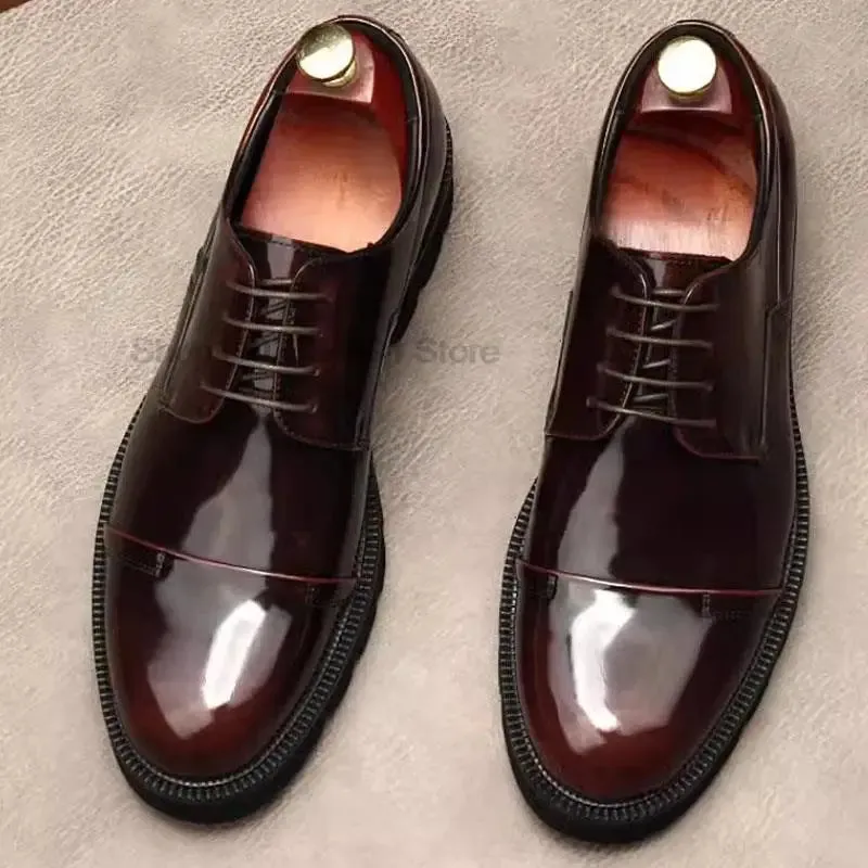Handmade Genuine Leather Brogue Oxford Dress Shoes for Men