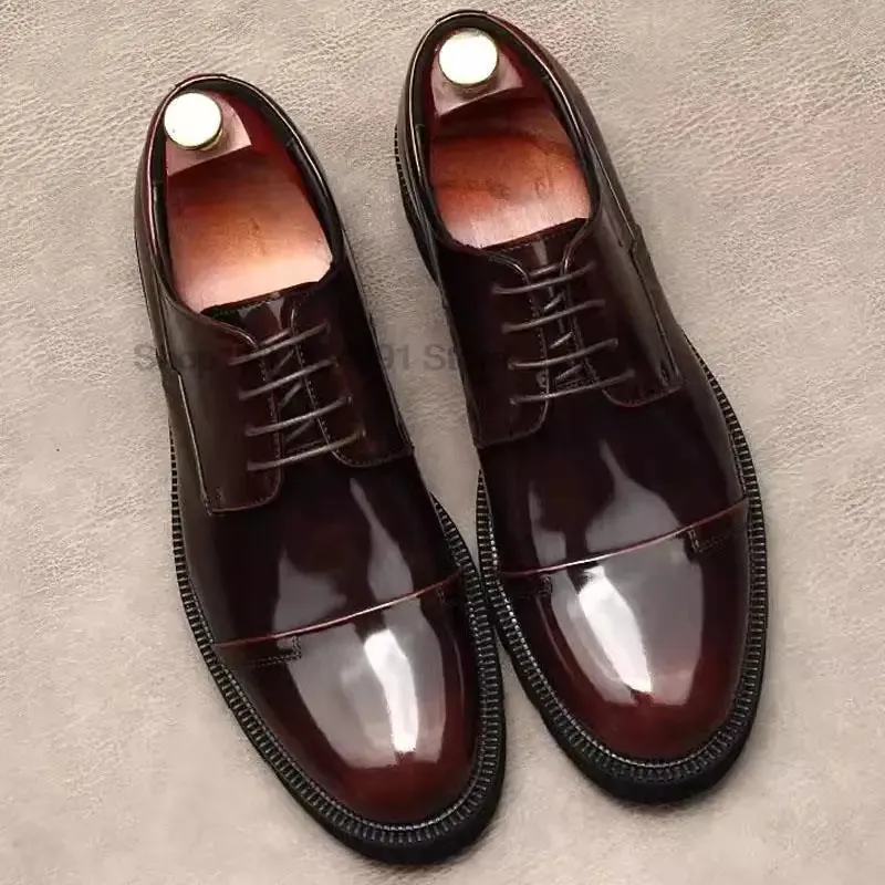 Handmade Genuine Leather Brogue Oxford Dress Shoes for Men