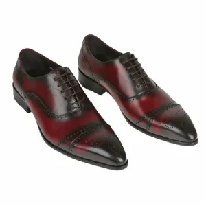 Handmade Red Wine Brogue Oxford Leather Dress Shoes