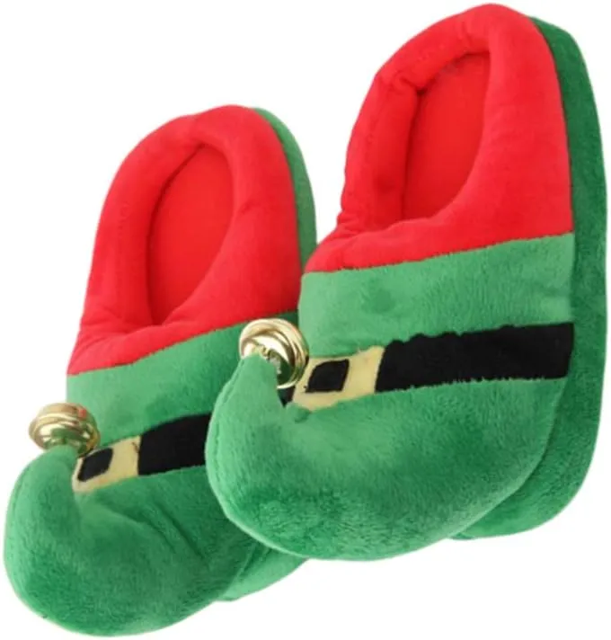 Happyyami 1pair Christmas Plush Warm Non-slip Slippers for Adults and Boy Girl Cozy Green Winter Footwear Holiday Family Indoor Use