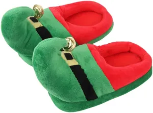 Happyyami 1pair Christmas Plush Warm Non-slip Slippers for Adults and Boy Girl Cozy Green Winter Footwear Holiday Family Indoor Use