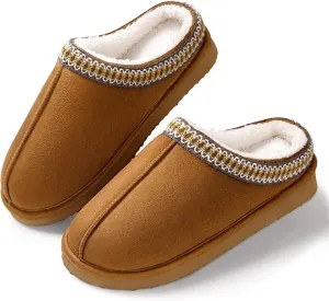 Homitem House Bedroom Slippers for Women Platform Shoes Indoor and Outdoor with Fuzzy Lining Hard Sole Memory Foam Slip on