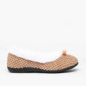 HOS Comfort CARA Womens Knit Slippers Taupe