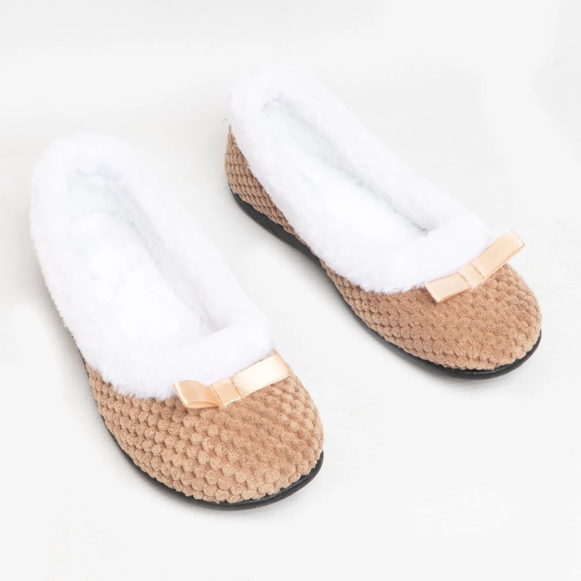 HOS Comfort CARA Womens Knit Slippers Taupe