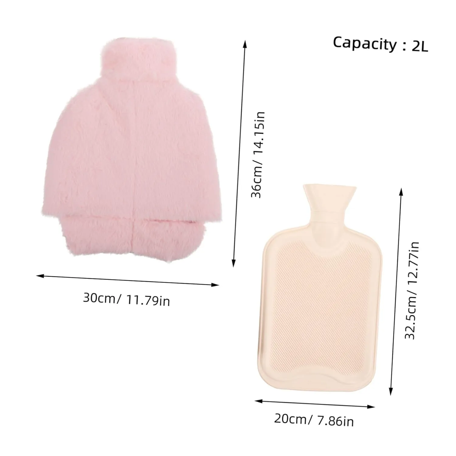 Hot Water Bottle Foot Warmer 2l Plush Slipper Cover Detachable for Home Office