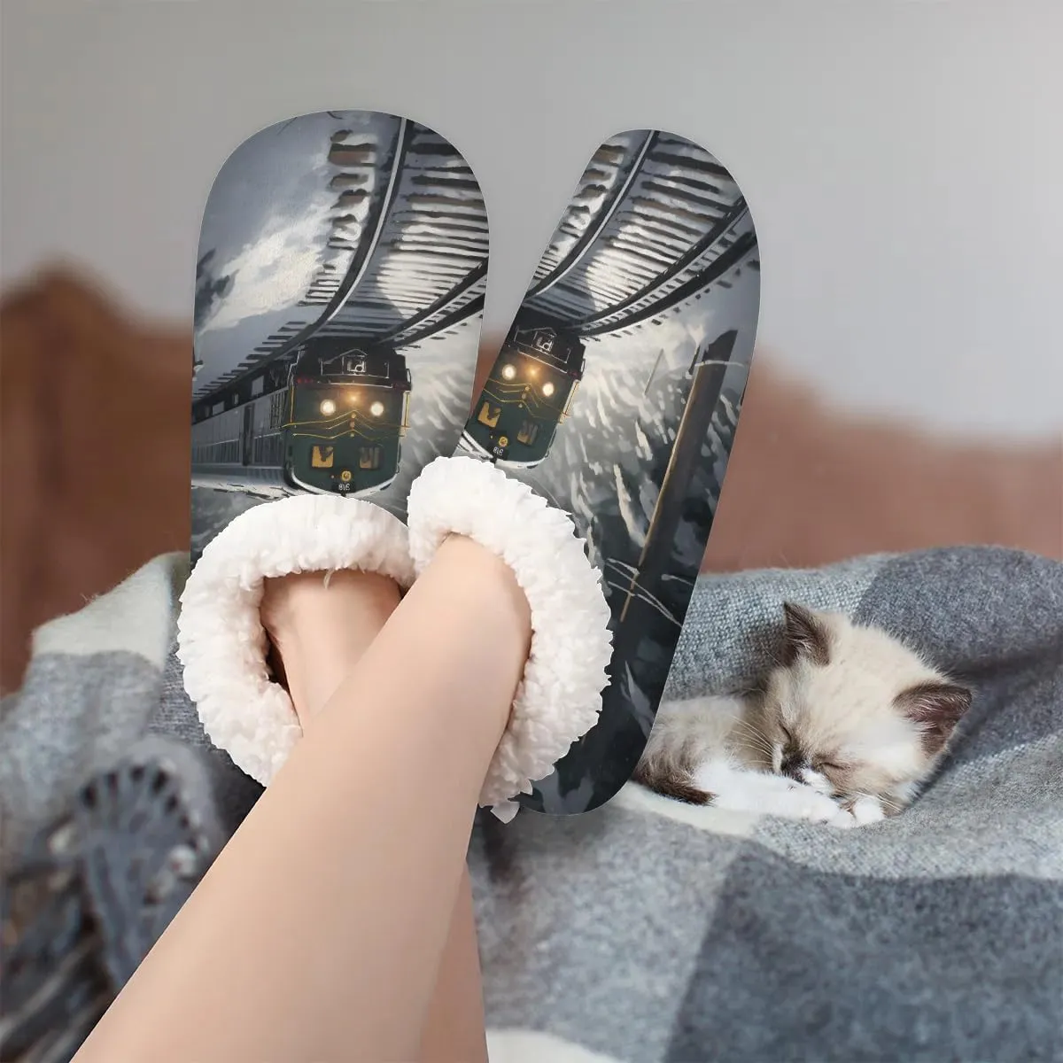 House Slippers for Women Men Winter Fuzzy Memory Foam Slippers Indoor Warm Full Slippers
