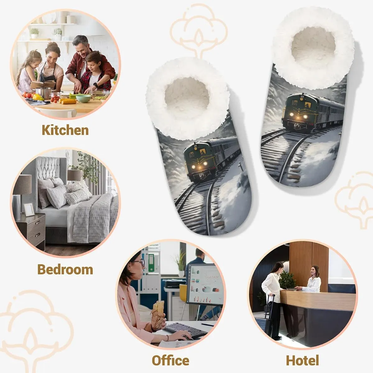 House Slippers for Women Men Winter Fuzzy Memory Foam Slippers Indoor Warm Full Slippers
