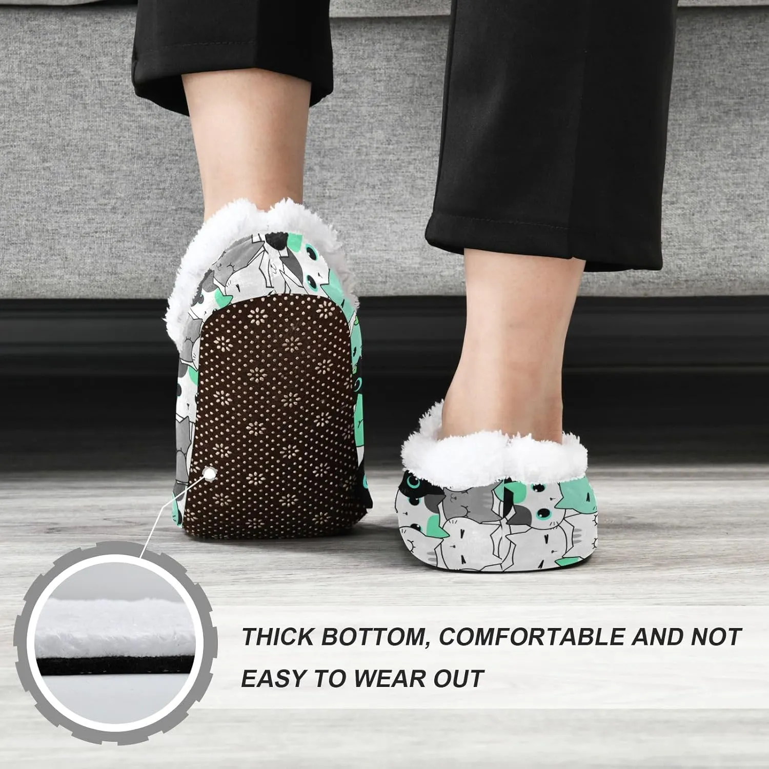 House Slippers Fuzzy Memory Foam Soft Slipper Socks for Woman Men