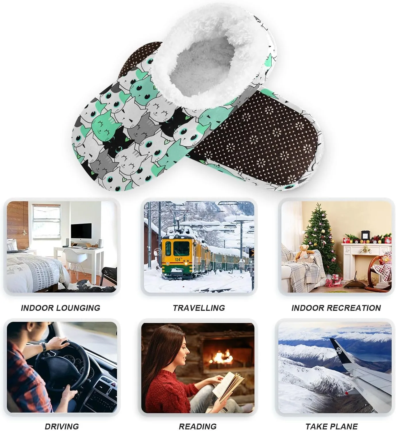 House Slippers Fuzzy Memory Foam Soft Slipper Socks for Woman Men
