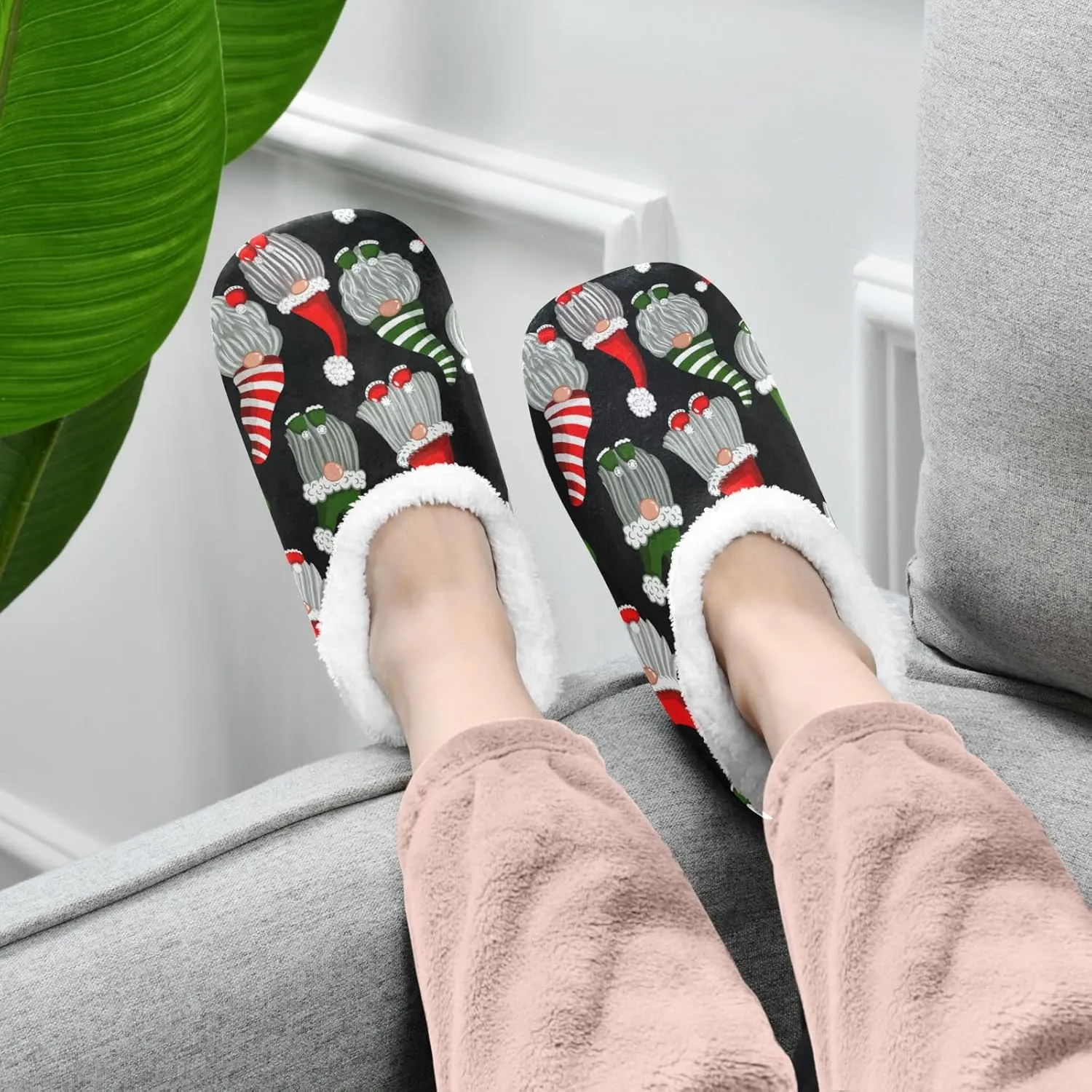 House Slippers Fuzzy Memory Foam Soft Slipper Socks for Woman Men