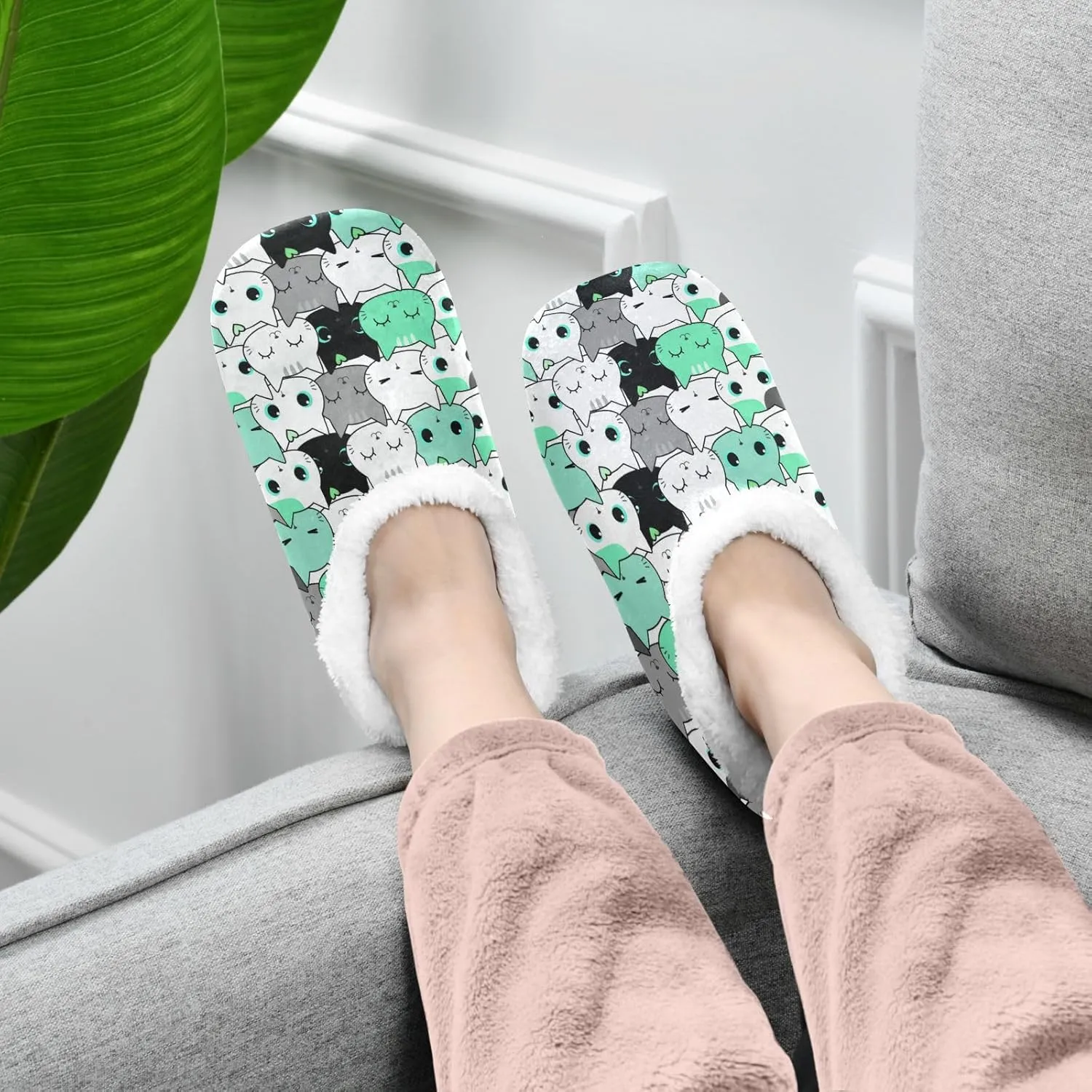 House Slippers Fuzzy Memory Foam Soft Slipper Socks for Woman Men