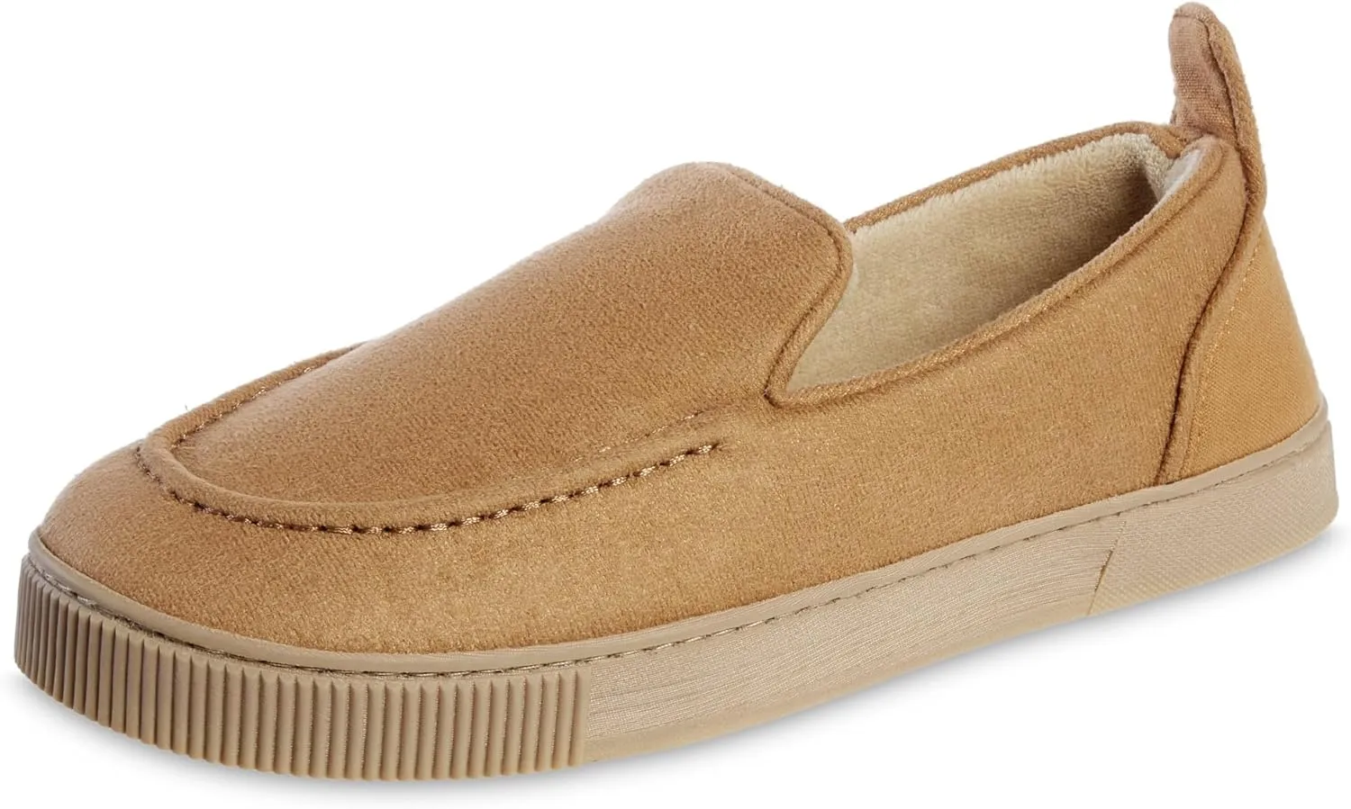 isotoner Men's Microsuede and Canvas Closed Back Slipper: Indoor/Outdoor, Memory Foam, Machine Wash