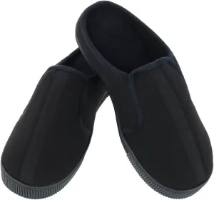 isotoner Men's Textured Knit Kai Hoodback Slipper, XXL, Black, XX-Large