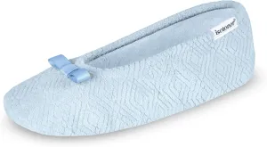 isotoner Women's Diamond Microterry Gemma Ballerina Slippers-Suede Sole with Memory Foam Comfort, Machine Washable