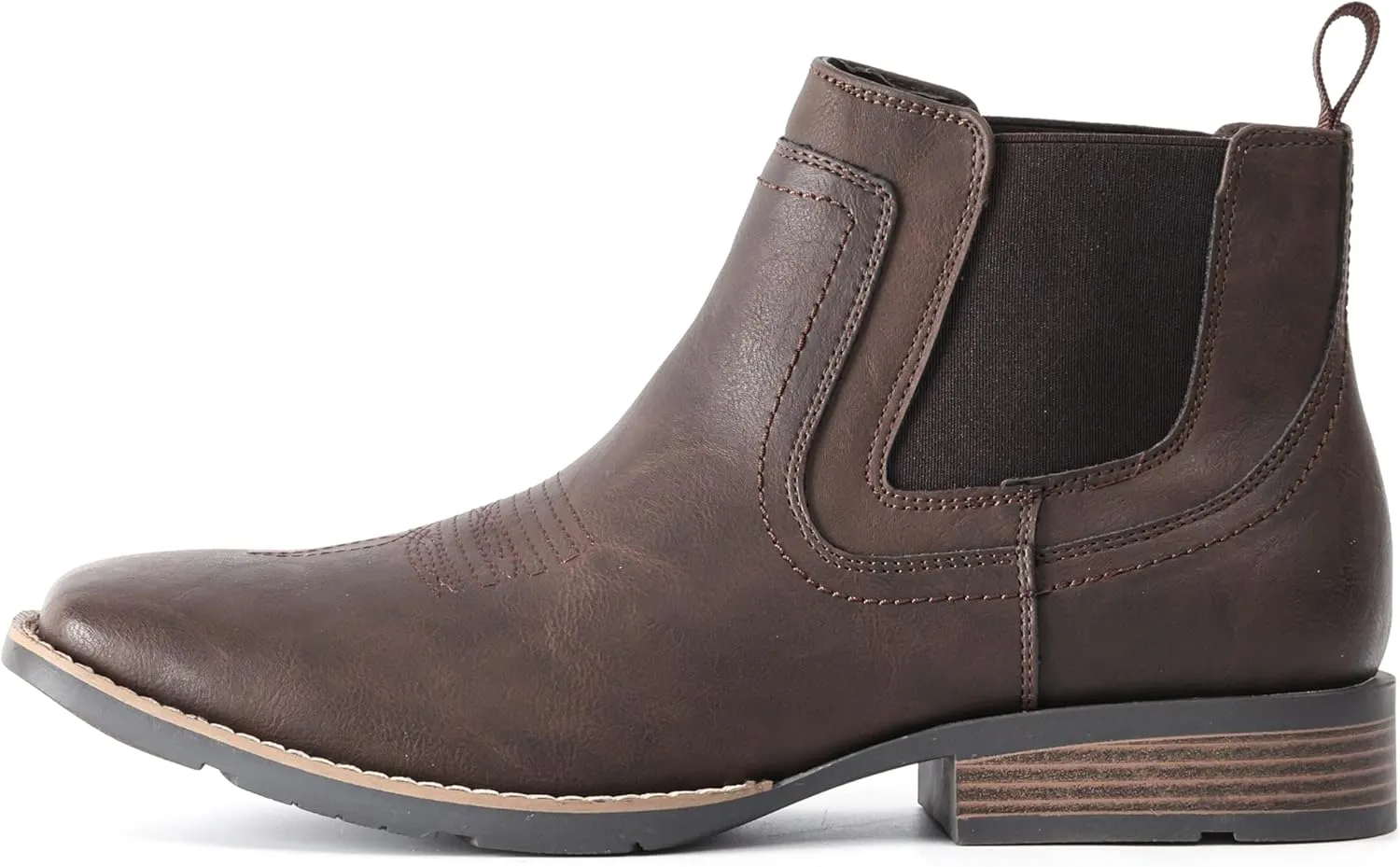 IXU Cowboy Boots For Men Square Toe Ankle Boots Western Chelsea Boot Casual Dress Slip On Men Shoes