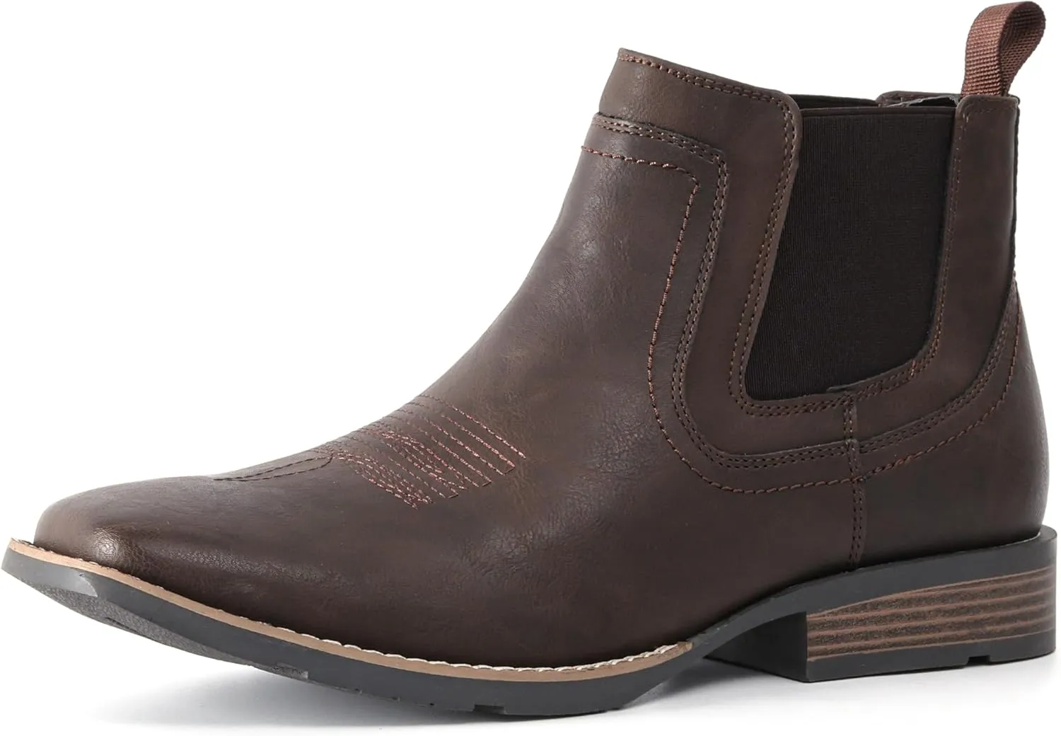 IXU Cowboy Boots For Men Square Toe Ankle Boots Western Chelsea Boot Casual Dress Slip On Men Shoes