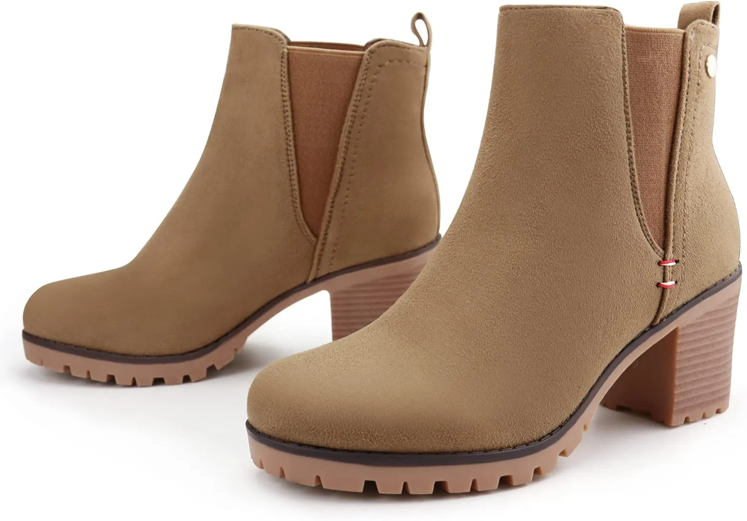 JABASIC Women Casual Ankle Booties Block Heel Slip On Chelsea Boots