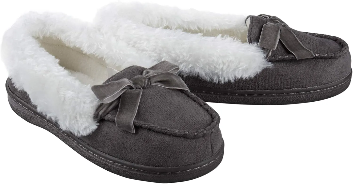 Jessica Simpson Girl's Microsuede Moccasin Indoor Outdoor Slipper Shoe