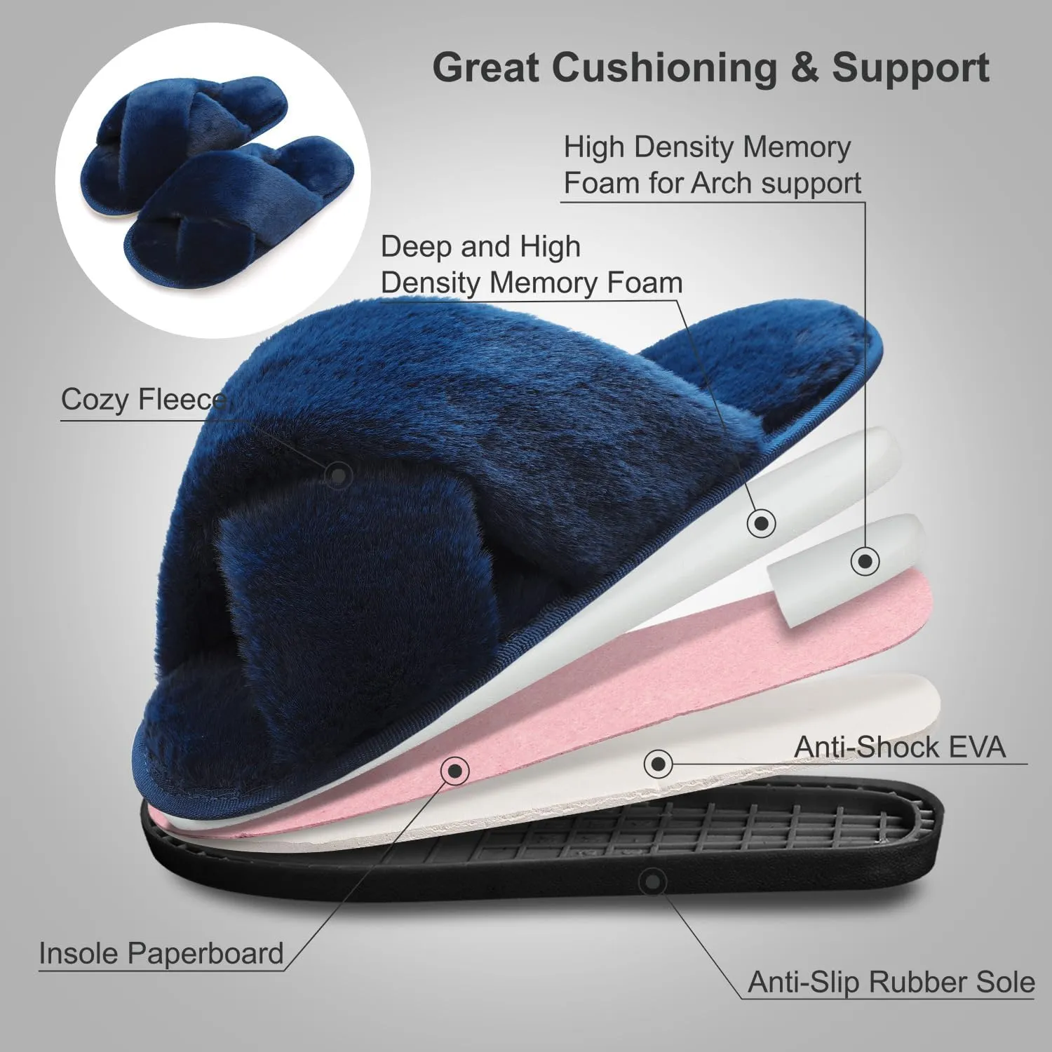JIASUQI Women's Open Toe Slippers Fuzzy Fluffy House Slippers for Women Cozy Criss Cross Furry Slides Slippers