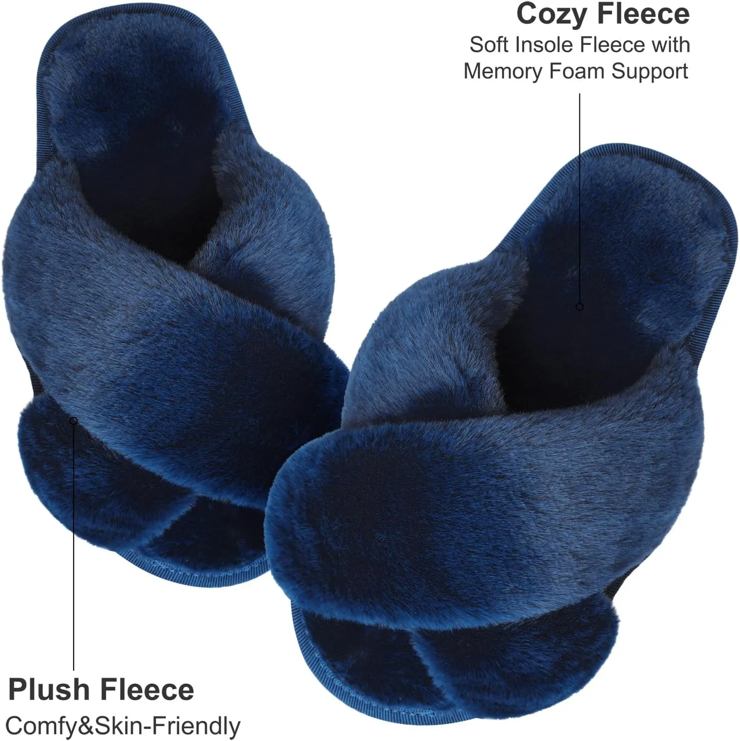 JIASUQI Women's Open Toe Slippers Fuzzy Fluffy House Slippers for Women Cozy Criss Cross Furry Slides Slippers