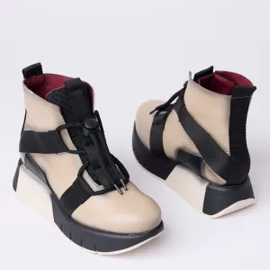 Jose Saenz Cream Leather Ankle Boots, Nozomi Shoe Boutique