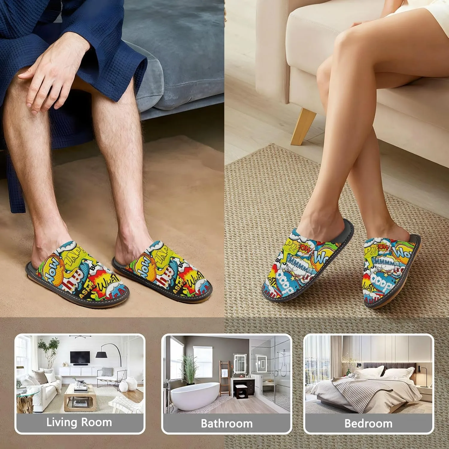 JUNZAN Womens Slippers Cartoon Cosmic Women Slippers Indoor Memory Foam Home Shoes Women House Shoes Cozy Slipper For Women