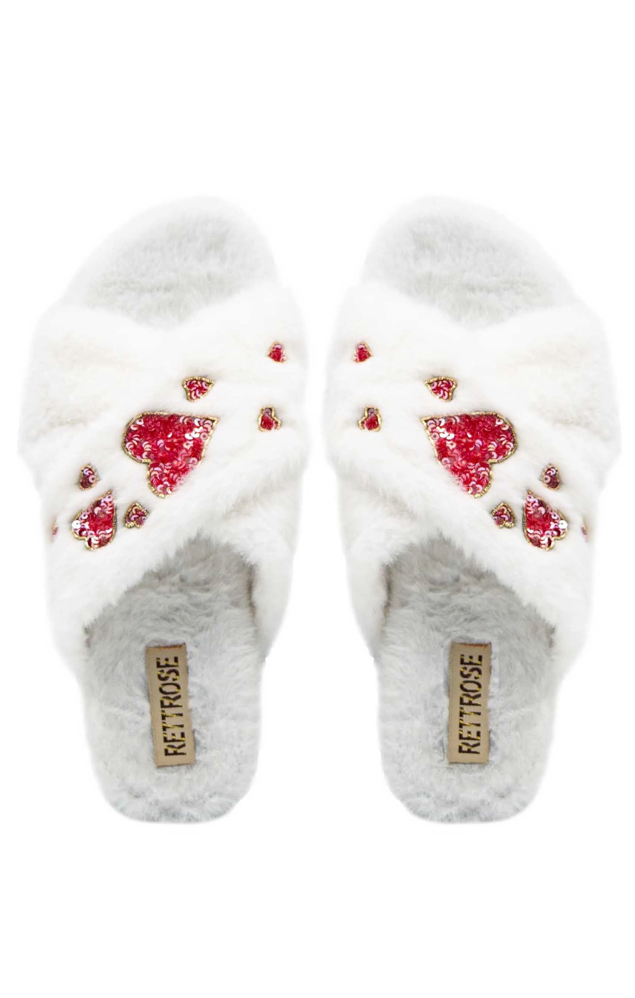 Kaylee Cream Luxury Plush Diamanté Embellished Handmade Slipper