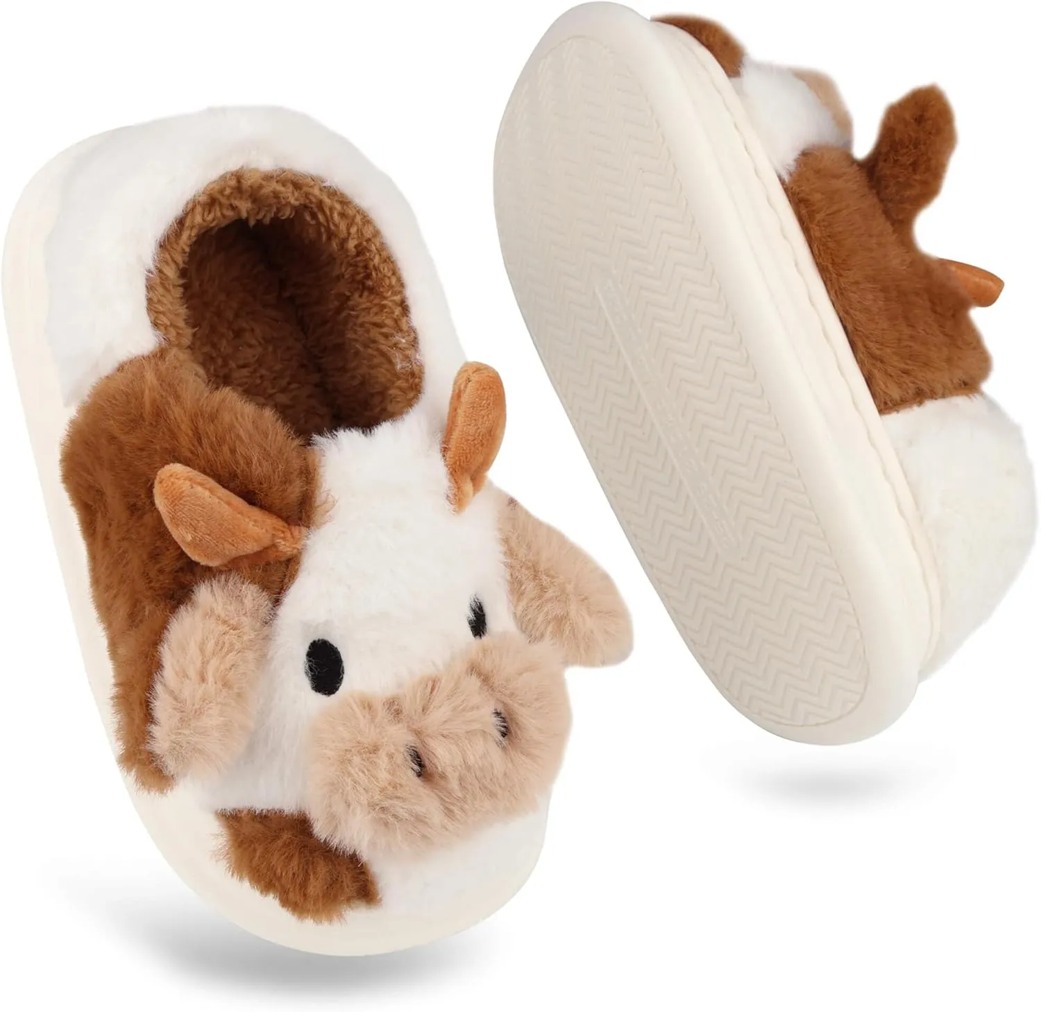 Kids Cow Slippers - Toddler Slippers for Boys & Girls, Cute Animal Design, Indoor/Outdoor Plush, Warm & Fuzzy, Memory Foam Insole