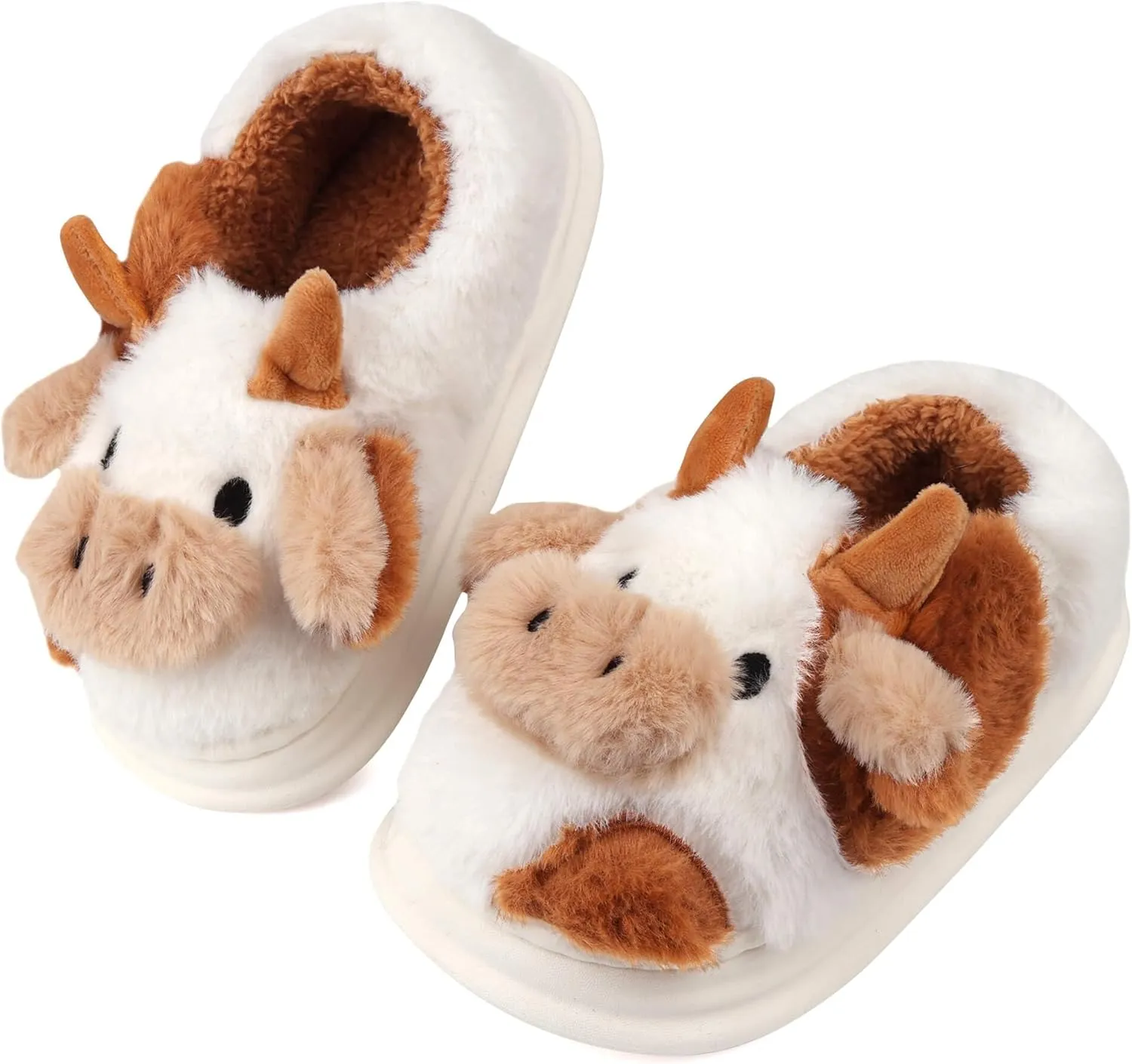 Kids Cow Slippers - Toddler Slippers for Boys & Girls, Cute Animal Design, Indoor/Outdoor Plush, Warm & Fuzzy, Memory Foam Insole