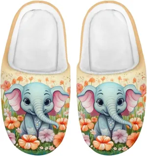 Kids House Slippers Size 9-14.5 Cute Slippers for Teen Girls Soft Plush Warm Bedroom Shoes White Sole