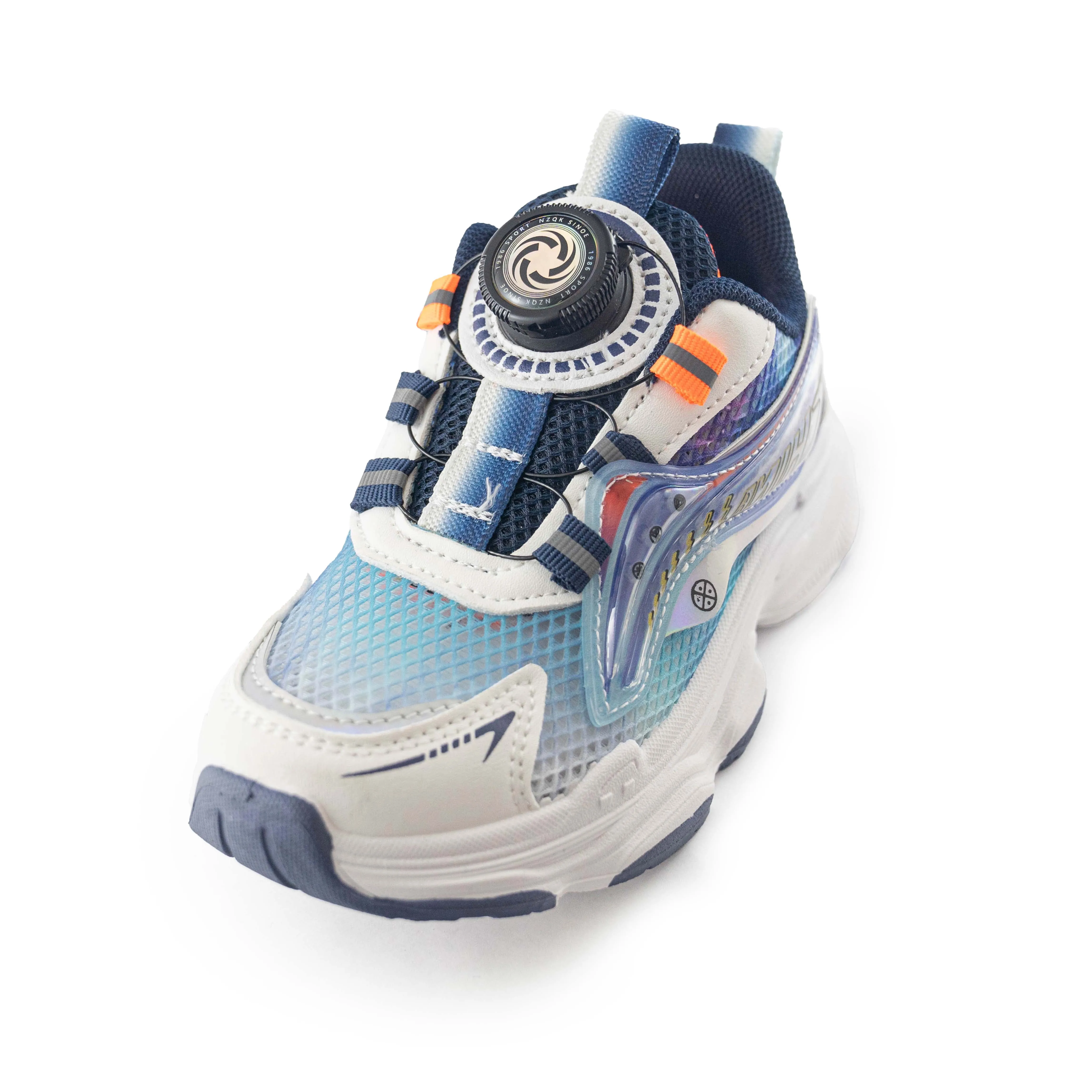 Kid's Rotary buckle Sneakers - Orange/Blue/White D3032
