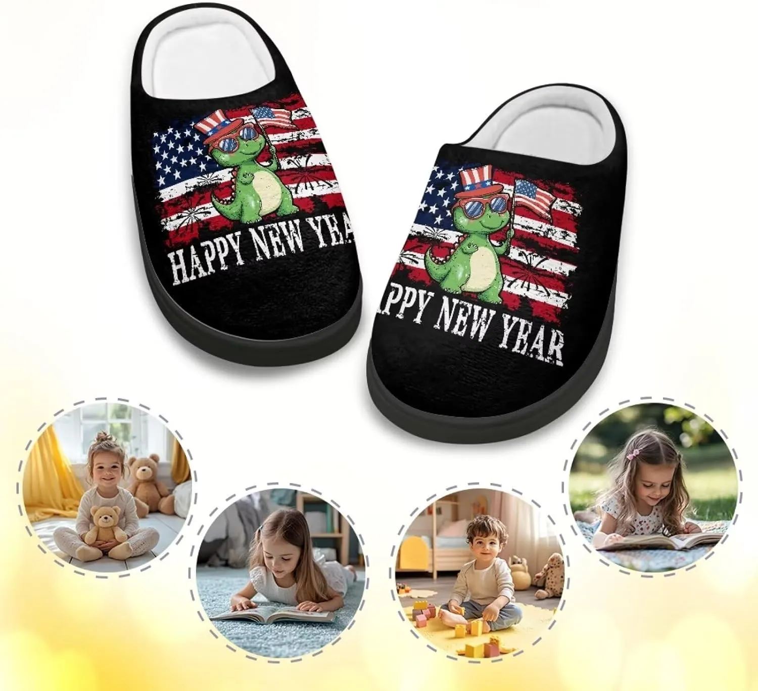 Kids Slippers for Boys, Warm Soft Fluffy Slippers for Winter, Slip On Scuff Slippers for Bedroom