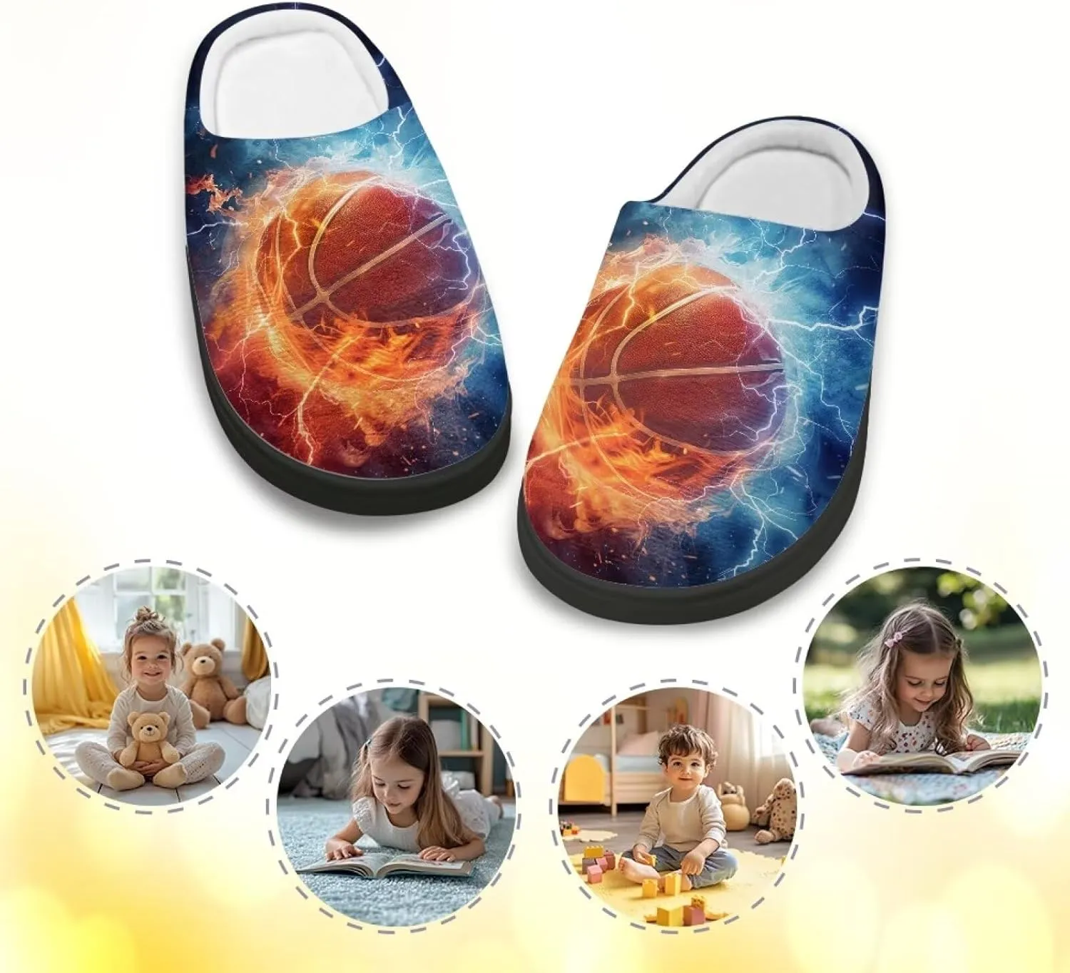 Kids Slippers for Girls Boys - Plush Fuzzy Indoor Shoes