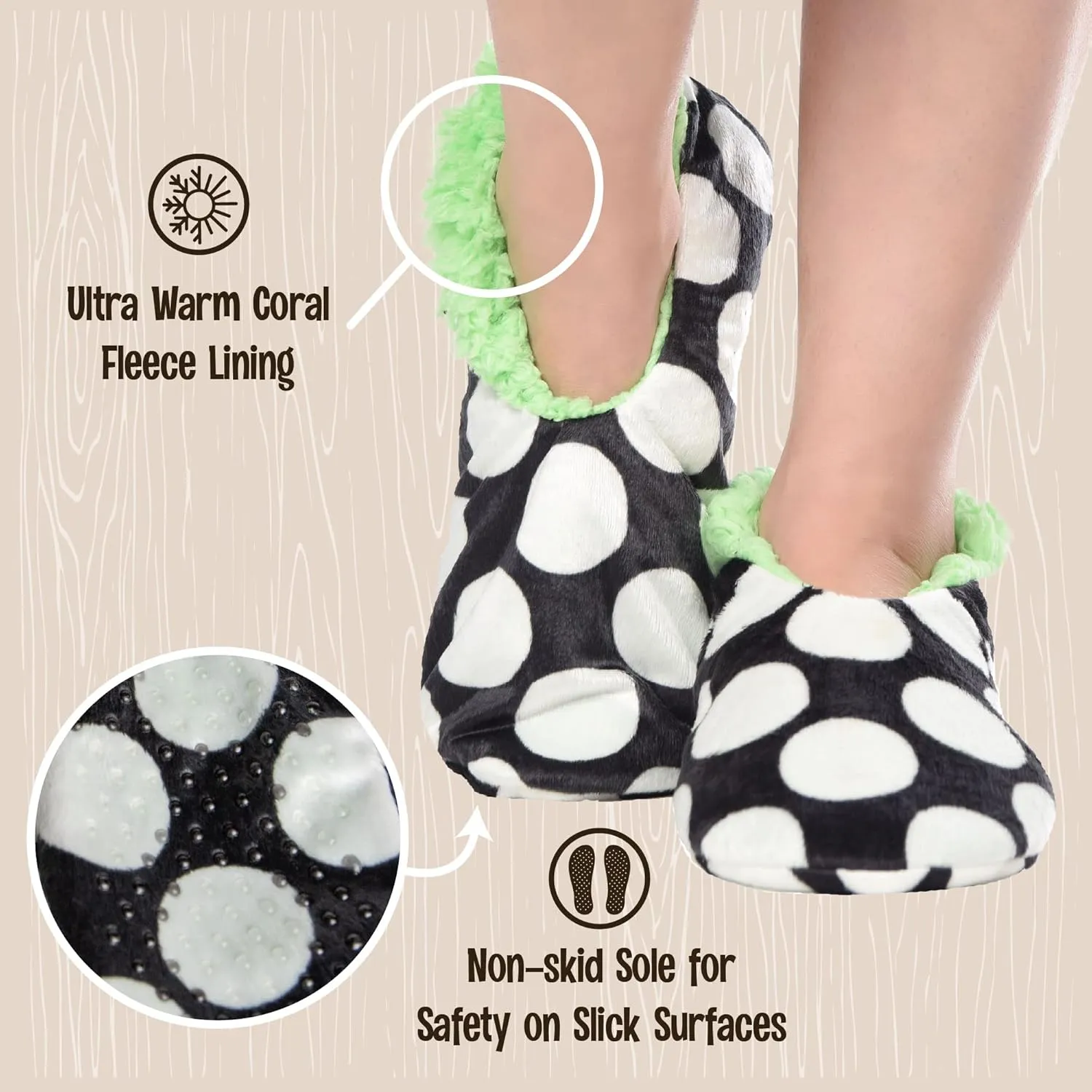 Lazy One Fuzzy Feet Slippers for Women, Cute Fleece-Lined House Slippers, Cute Slipper Socks