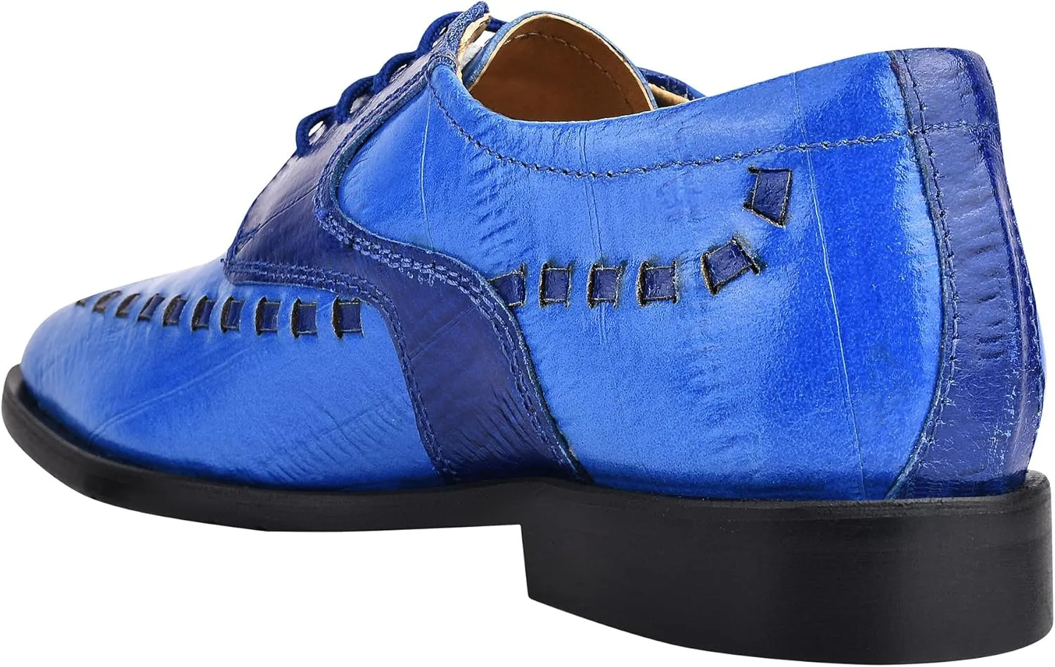 LIBERTYZENO Boys Plain & EEL Print Genuine Leather Kids & Toddlers Lace Up Oxford Dress Shoes for Prom Graduation
