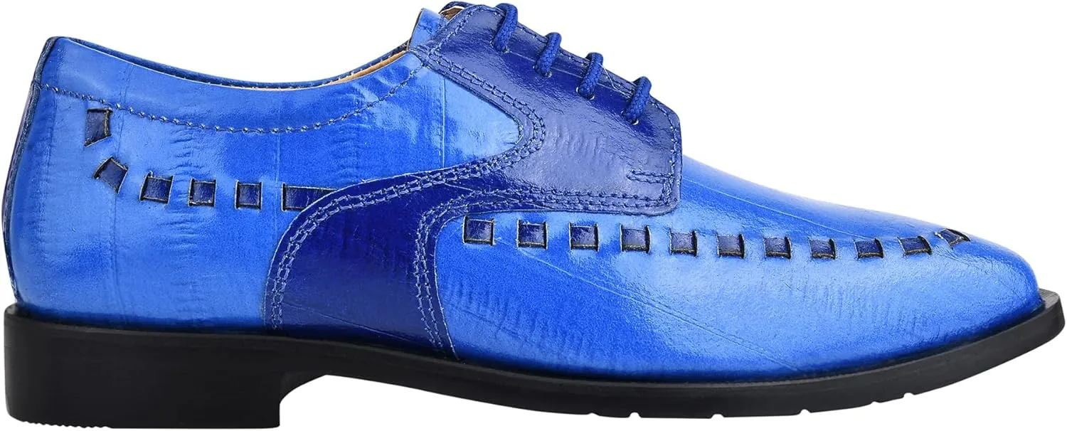 LIBERTYZENO Boys Plain & EEL Print Genuine Leather Kids & Toddlers Lace Up Oxford Dress Shoes for Prom Graduation