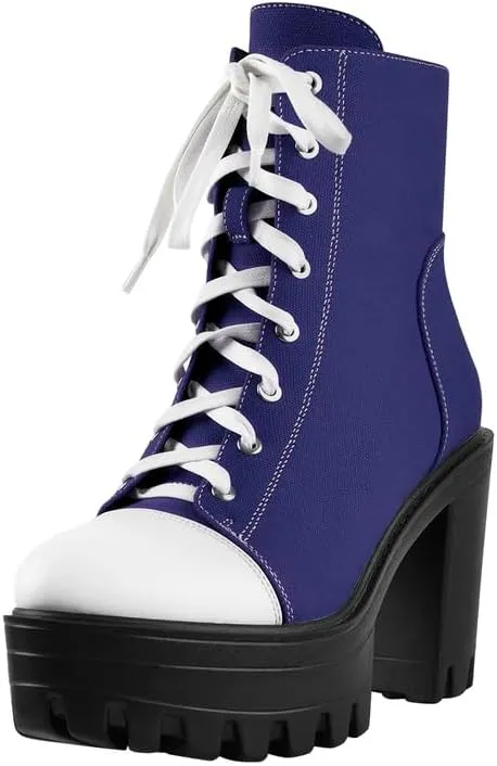 LISHAN Women's Platform Canvas High Heels