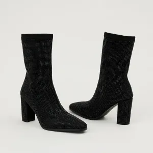 Lodi Black Sparkly Stretch Boots