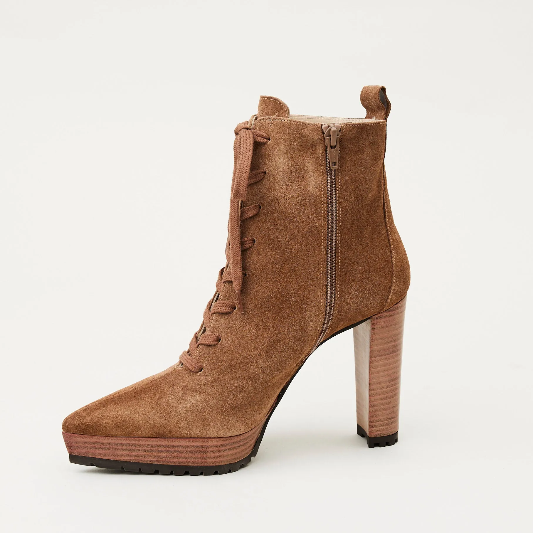 Lodi High Heeled Camel Suede Leather Boots