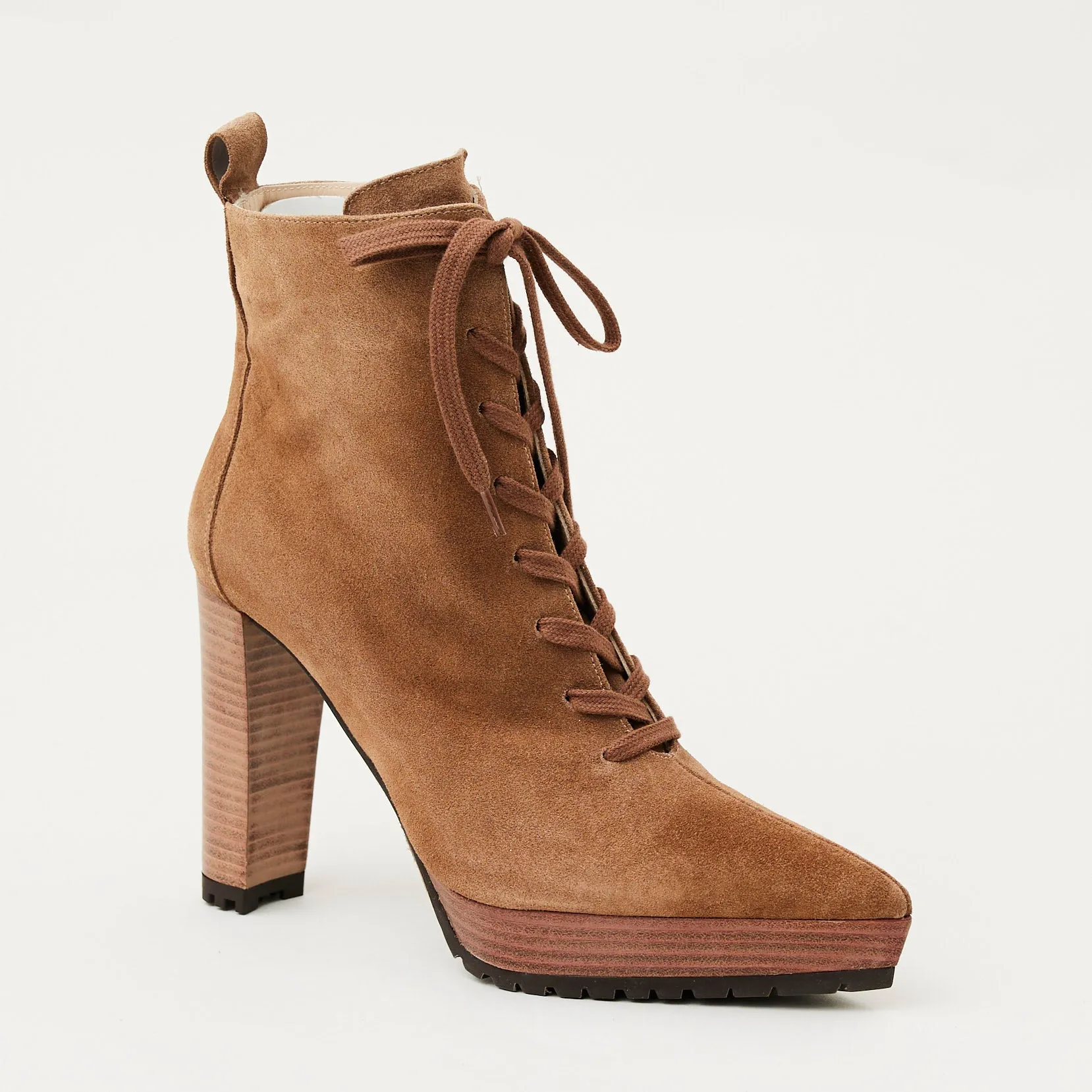 Lodi High Heeled Camel Suede Leather Boots