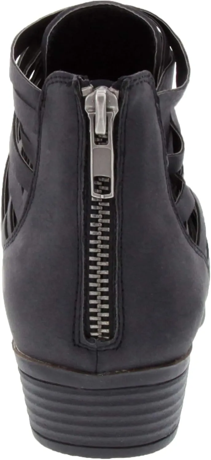 LONDON FOG Womens Mittle Dress Block Heel Ankle Boot, Ladies Back Zip Bootie with Criss Cross Wraparounds