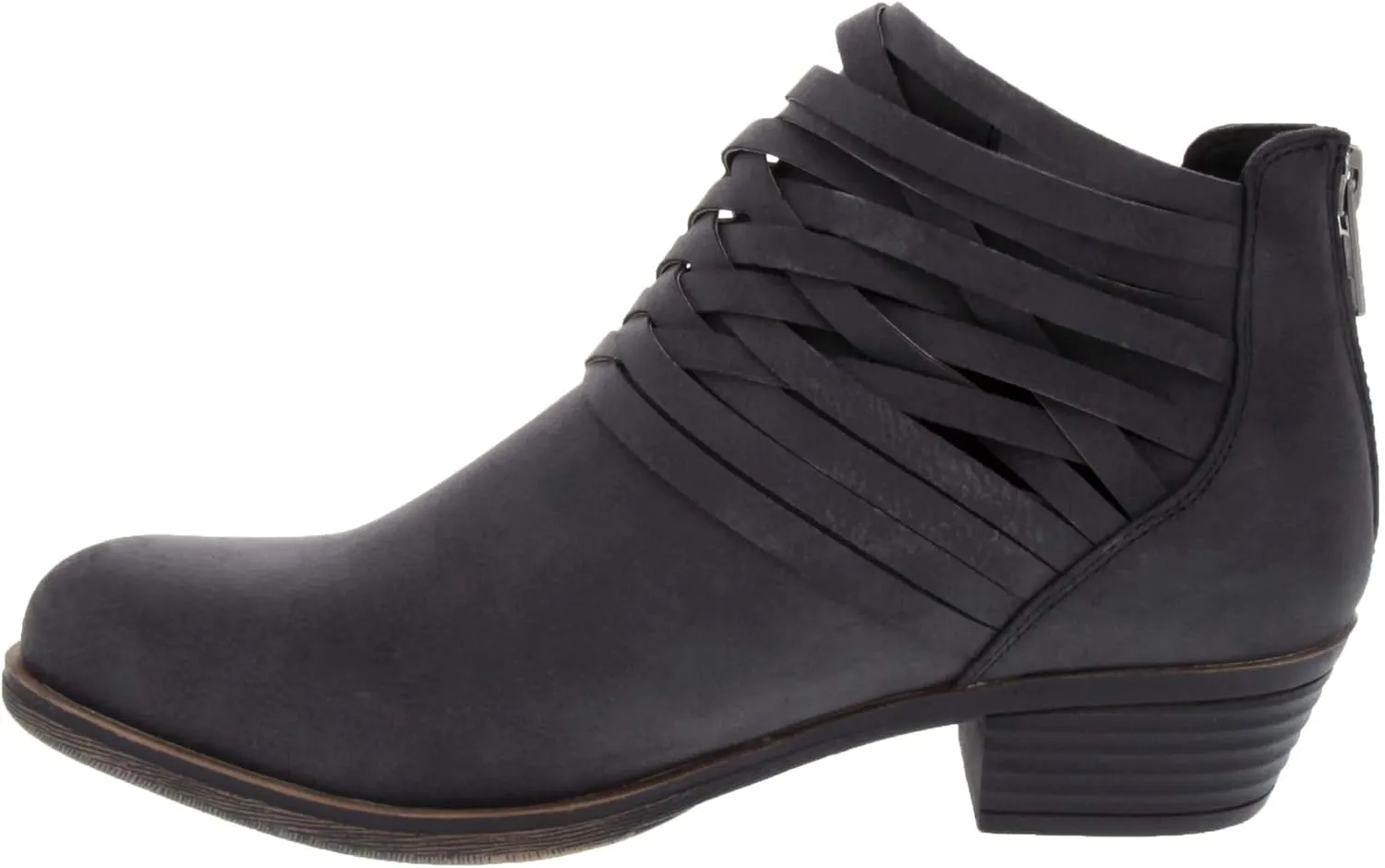 LONDON FOG Womens Mittle Dress Block Heel Ankle Boot, Ladies Back Zip Bootie with Criss Cross Wraparounds