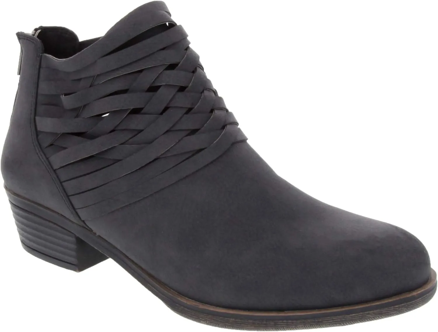 LONDON FOG Womens Mittle Dress Block Heel Ankle Boot, Ladies Back Zip Bootie with Criss Cross Wraparounds